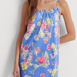 Lauren Ralph Lauren Ruffle Top Blue Floral Nightgown